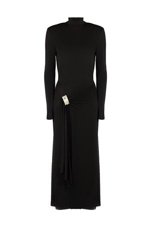 Abito Lungo Nero Con Drappeggio DAVID KOMA | AW25DK46DBLACKSILVER